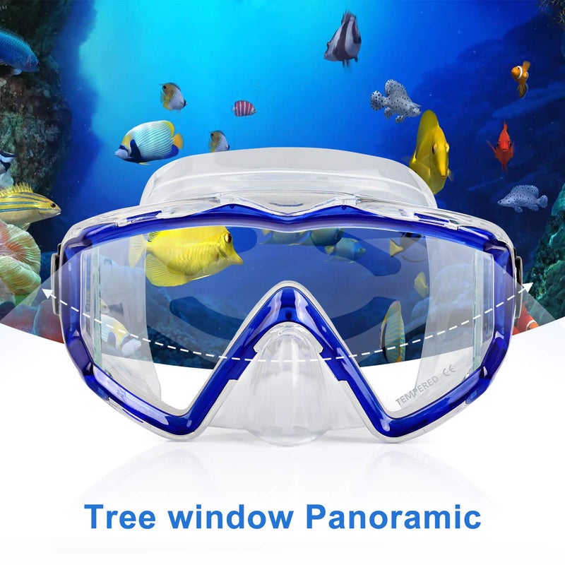 EXP VISION Adult Pano 3 Panoramic View Diving Mask, Tempered Glass Lens Scuba Snorkeling Dive Mask, Premium Swim Goggles with Nose Cover for Snorkeling, Freediving, Swimming (Clear Blue) - Image 5